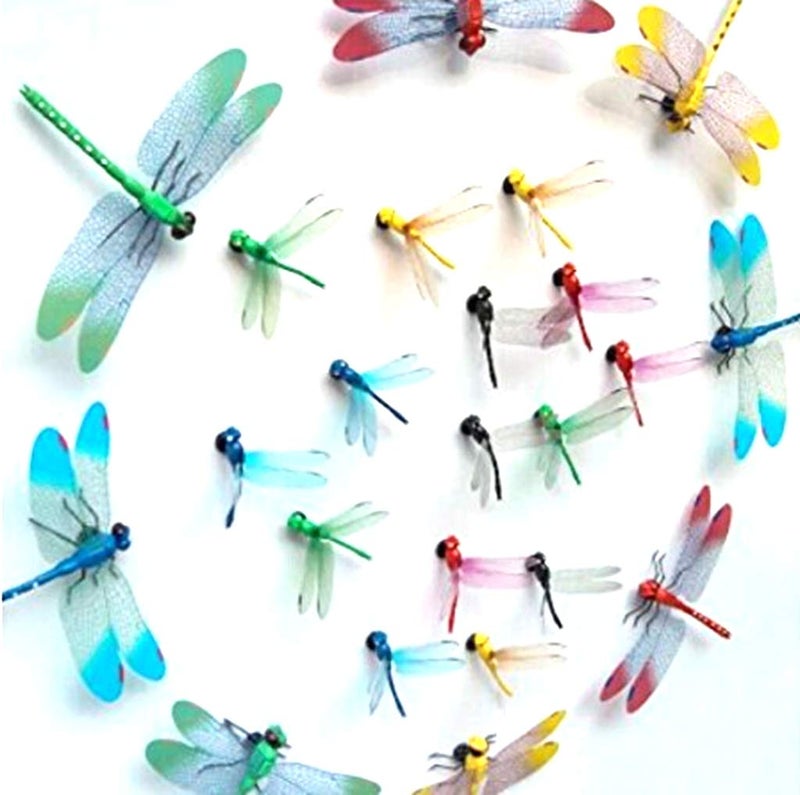 ChunneyÂ® 8.5cm and 14.5cm Mixed Colorful Magnet Dragonfly Room Decorations (4pcs Big+10pcs Small) - Image 1